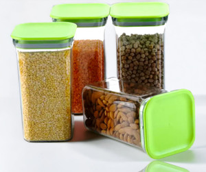 solomon plastic grocery container  - 1100 ml pack of 4 green