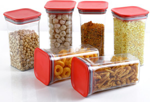 solomon plastic grocery container  - 1100 ml pack of 6 red