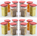 Solomon Plastic Grocery Container  - 1100 ml (Pack of 16, Red)
