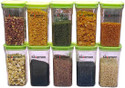 Solomon Plastic Grocery Container  - 1100 ml (Pack of 10, Green)