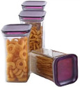 Solomon Plastic Grocery Container  - 1100 ml (Pack of 4, Purple)