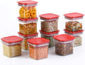 Solomon Plastic Grocery Container  - 600 ml (Pack of 10, Red)