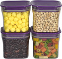 Solomon Plastic Grocery Container  - 600 ml (Pack of 4, Purple)