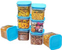 Solomon Plastic Grocery Container  - 600 ml (Pack of 8, Blue)