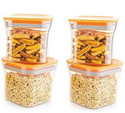 Solomon Plastic Grocery Container  - 600 ml (Pack of 4, Orange)