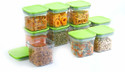 Solomon Plastic Grocery Container  - 600 ml (Pack of 12, Green)