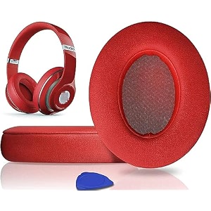 solowit replacement ear pads cushions for beats studio 2 amp studio 3 wired amp wireless headphones earpads with soft protein leather noise isolation memory foam added thickness - red