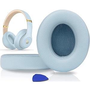 solowit replacement ear pads cushions for beats studio 2 amp studio 3 wired amp wireless headphones earpads with soft protein leather noise isolation memory foam added thickness - crystal blue