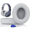 SoloWIT Replacement Ear Pads Cushions for Beats Studio 2 &amp; Studio 3 Wired &amp; Wireless Headphones, Earpads with Soft Protein Leather, Noise Isolation Memory Foam, Added Thickness - Light Grey