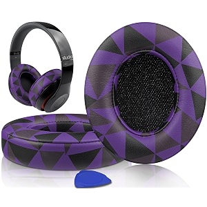 solowit replacement ear pads cushions for beats studio 2 amp studio 3 wired amp wireless headphones earpads with soft protein leather noise isolation memory foam added thickness - purple black