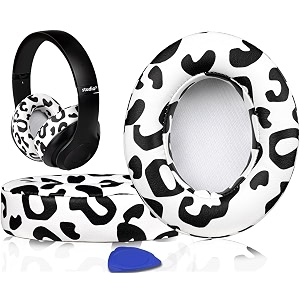 solowit replacement ear pads cushions for beats studio 2 amp studio 3 wired amp wireless headphones earpads with soft protein leather noise isolation memory foam added thickness - snow leopard