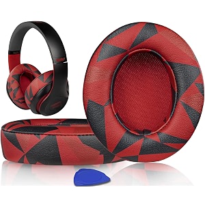 solowit replacement ear pads cushions for beats studio 2 amp studio 3 wired amp wireless headphones earpads with soft protein leather noise isolation memory foam added thickness - red storm