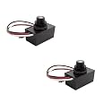 Solus SPC-688 Dusk-to-Dawn Button Sensor for Outdoor Fixtures and Lamp Posts – Auto Photocell Control, 120V, UL Listed, Black (Pack of 2)