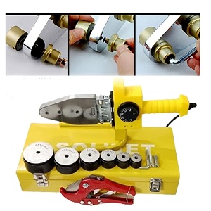 ppr pipe welding machine 20 to 63 mm in yellow steel box with 42mm ppr pvc short cutter