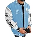 SOLY HUX Men's Color Block Letter Graphic Long Sleeve Varsity Jacket