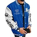 SOLY HUX Men's Color Block Letter Graphic Long Sleeve Varsity Jacket