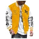SOLY HUX Men's Color Block Letter Graphic Long Sleeve Varsity Jacket