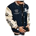 SOLY HUX Men's Color Block Letter Graphic Long Sleeve Varsity Jacket