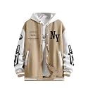 SOLY HUX Men's Color Block Letter Graphic Long Sleeve Varsity Jacket