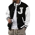 SOLY HUX Men's Color Block Letter Graphic Long Sleeve Varsity Jacket