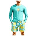 SOLY HUX Mens 2 Piece Bathing Suit Swimsuit Rash Guard Long Sleeve