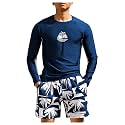SOLY HUX Mens 2 Piece Bathing Suit Swimsuit Rash Guard Long Sleeve