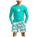 SOLY HUX Mens 2 Piece Bathing Suit Swimsuit Rash Guard Long Sleeve