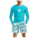 SOLY HUX Mens 2 Piece Bathing Suit Swimsuit Rash Guard Long Sleeve