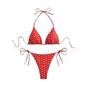 SOLY HUX Women's 2 Piece Polka Dots Print Halter Triangle Bikini Set