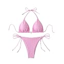 SOLY HUX Women's 2 Piece Polka Dots Print Halter Triangle Bikini Set