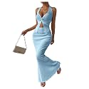SOLY HUX Women's 2 Piece Outfit Twist Front Halter Cami Skirt Summer Set
