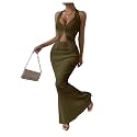 SOLY HUX Women's 2 Piece Outfit Twist Front Halter Cami Skirt Summer Set