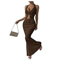 SOLY HUX Women's 2 Piece Outfit Twist Front Halter Cami Skirt Summer Set