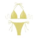 SOLY HUX Women's 2 Piece Polka Dots Print Halter Triangle Bikini Set