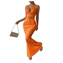 SOLY HUX Women's 2 Piece Outfit Twist Front Halter Cami Skirt Summer Set