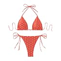 SOLY HUX Women's 2 Piece Polka Dots Print Halter Triangle Bikini Set