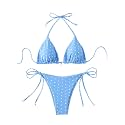 SOLY HUX Women's 2 Piece Polka Dots Print Halter Triangle Bikini Set