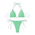 SOLY HUX Women's 2 Piece Polka Dots Print Halter Triangle Bikini Set