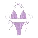 SOLY HUX Women's 2 Piece Polka Dots Print Halter Triangle Bikini Set