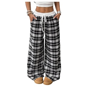 SOLY HUX Womens Plaid Checkered Pants Flannel