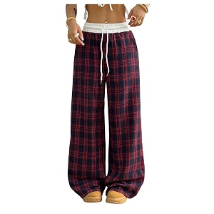 SOLY HUX Womens Plaid Checkered Pants Flannel