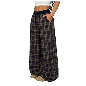 SOLY HUX Womens Plaid Checkered Pants Flannel