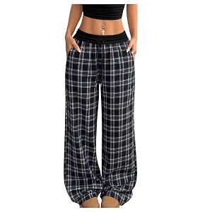 SOLY HUX Womens Plaid Checkered Pants Flannel