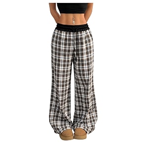 SOLY HUX Womens Plaid Checkered Pants Flannel