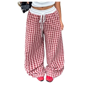 SOLY HUX Womens Plaid Checkered Pants Flannel