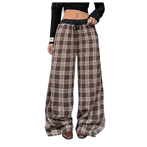 SOLY HUX Womens Plaid Checkered Pants Flannel