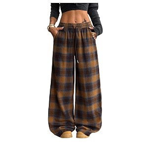 SOLY HUX Womens Plaid Checkered Pants Flannel