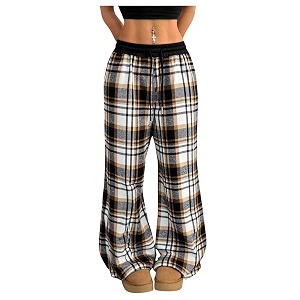 SOLY HUX Womens Plaid Checkered Pants Flannel
