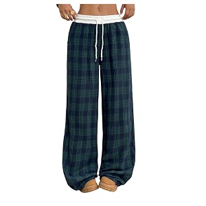SOLY HUX Womens Plaid Checkered Pants Flannel