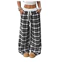 SOLY HUX Women39s Plaid Checkered Pants Flannel
